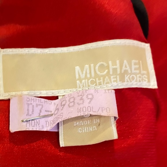 Michael Kors Gold Studded Shoulder Red Black Dress - Picture 7 of 7